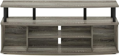 Furinno Jaya Large Entertainment Center Hold up to 55-in TV, Inch, French Oak/Black - LeafyLoom