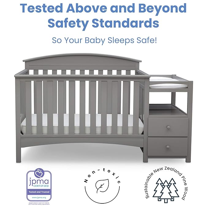 Delta Children Abby Convertible Crib and Changer, Grey - LeafyLoom