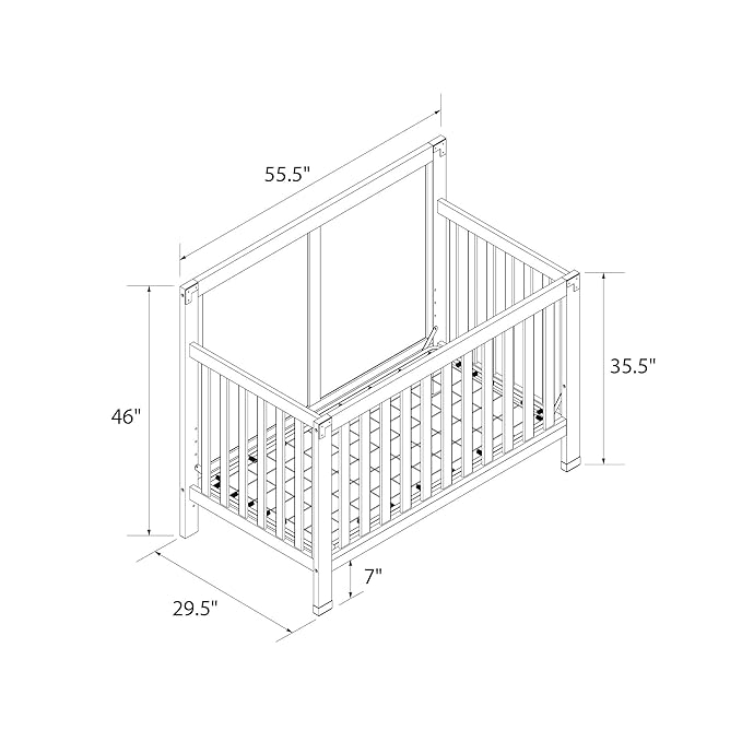 Baby Relax Miles 5-in-1 Convertible Crib, Nursery Furniture, Classic White - LeafyLoom