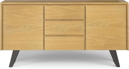 SIMPLIHOME Lowry 60 Inch Wide Rectangle Modern Industrial Sideboard Buffet in OAK WOOD, For the Dining Room and Kitchen - LeafyLoom