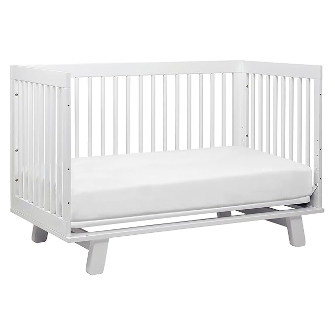 Babyletto Hudson 3-in-1 Convertible Crib with Toddler Bed Conversion Kit in White, Greenguard Gold Certified , 53.75x29.75x35 Inch (Pack of 1) - LeafyLoom