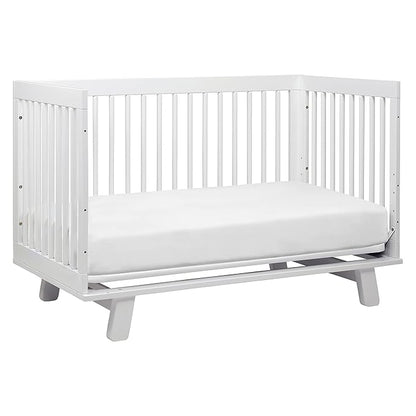 Babyletto Hudson 3-in-1 Convertible Crib with Toddler Bed Conversion Kit in White, Greenguard Gold Certified , 53.75x29.75x35 Inch (Pack of 1) - LeafyLoom