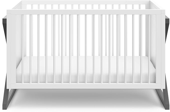 Storkcraft Equinox 3-in-1 Convertible Crib (Gray) – Easily Converts to Toddler Bed and Daybed, 3-Position Adjustable Mattress Support Base, Modern Two-Tone Design for Contemporary Nursery - LeafyLoom