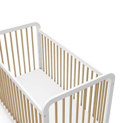 Storkcraft Pasadena 3-in-1 Convertible Crib (White with Driftwood) – GREENGUARD Gold Certified, Converts to Daybed and Toddler Bed, Fits Standard Full-Size Crib Mattress, Adjustable Mattress Height - LeafyLoom