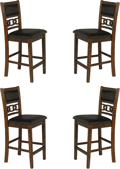 New Classic Furniture Gia Counter Dining Chair (Set of Four), Black PU Upholstered Seat & Back Rest, Brown - LeafyLoom