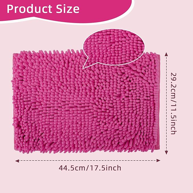 Locker Rug school girl rugs Carpet Chenille 100% Microfiber Locker Carpet with Non Skid Backing Locker Decorations (Rose Red, 11.5X17.5) - LeafyLoom