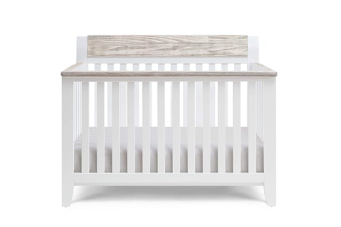 Suite Bebe Hayes 4 in 1 Convertible Crib, White and Wire Brushed Wood - LeafyLoom