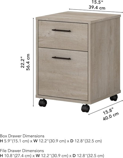 Bush Furniture Key West 2 Drawer Mobile File Cabinet, Rolling File Cabinet for Home Office - LeafyLoom