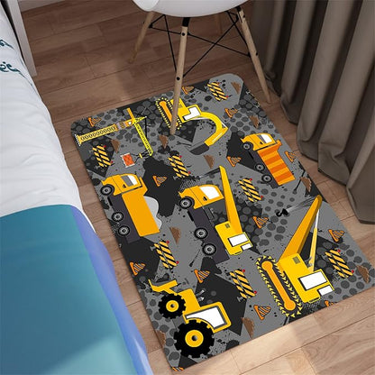 Construction Rugs for Boys Room Play Rug for Cars and Trucks Car Rug Play Mat Kids Rugs for Playroom Car Rug for Boys Room Construction Decor for Boys Room,Grey 2'×3' - LeafyLoom