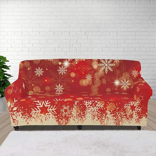 FKELYI Christmas Snow Sofa Slipcover Stretch Sofa Couch Cover for Living Room Non-Slip Furniture Protector Washable Sofa Slipcovers XL FKELYI