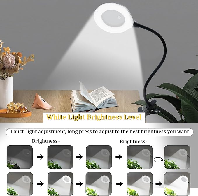 LED Magnifying Lamp with Light, 10X Desk Magnifying Glass with Lamp and Stand,Lighted Hands Free Flexible Gooseneck Professional Cool Light Lamp for Craft,Reading, Seniors, - LeafyLoom