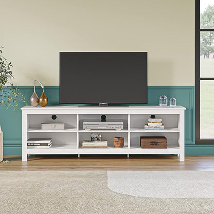 Panana TV Stand with 6 Cubby for 75 inch TV, Television Stands Entertainment Center Media Stand TV Table for Living Room, Bedroom (White 70 inch) - LeafyLoom