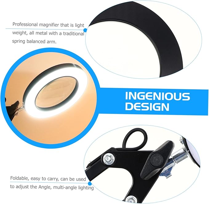 Holibanna 1 Set LED Magnifying Glass Light Portable Desk Facial Magnifying lamp Task Lights Desk LED Light Portable Office Desk Lamp with Magnifier Desktop Light Stand abs Work - LeafyLoom