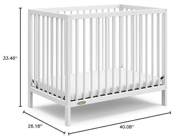 Graco Teddi 4-in-1 Convertible Mini Crib with Bonus Water-Resistant Mattress (White) – GREENGUARD Gold Certified, 2.75-Inch Mattress Included, Convenient Size, Easy 30-Minute Assembly - LeafyLoom