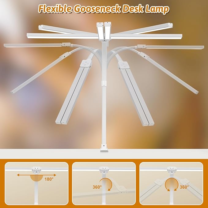 Double Head LED Desk Lamp with Anti-Glare Cover Computer Desk Lamp for Home Office 24W Brightest Desk Light Office Lamp for Workbench Drafting Architect with Clamp and Base - LeafyLoom