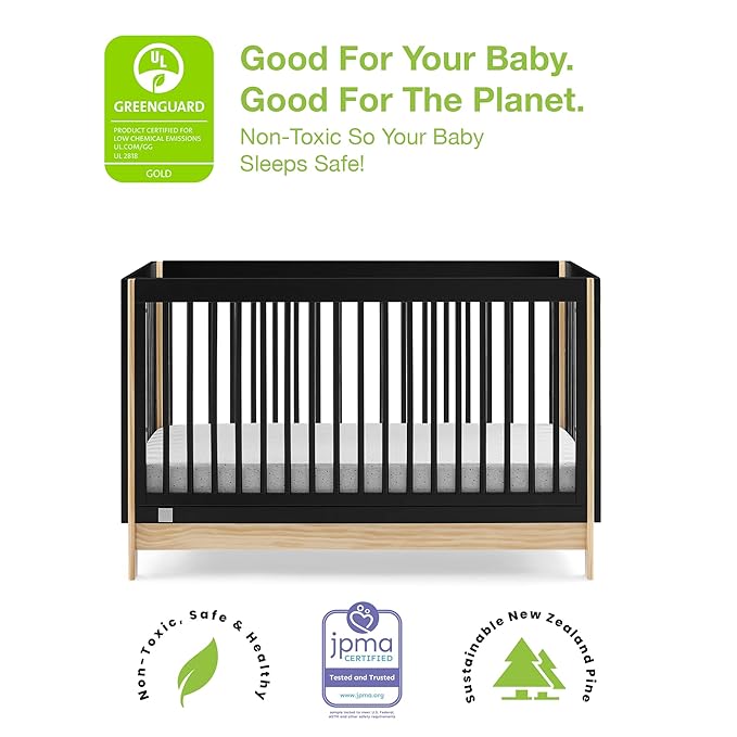 GAP babyGap Tate 4-in-1 Convertible Crib - Greenguard Gold Certified, Ebony/Natural - LeafyLoom