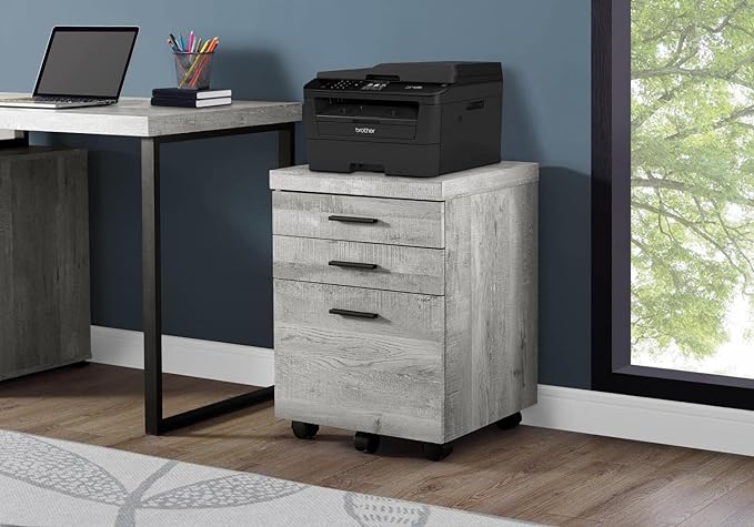 Monarch Specialties I 7401 File Cabinet, Rolling Mobile, Storage Drawers, Printer Stand, Office, Work, Laminate, Grey, Contemporary, Modern - LeafyLoom