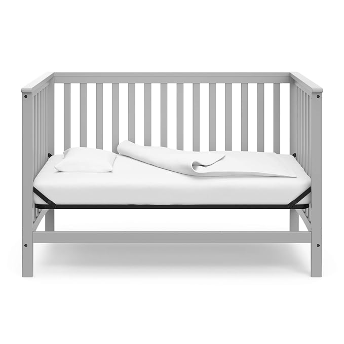 Storkcraft Hillcrest 4-in-1 Convertible Crib (Pebble Gray) - Converts to Daybed, Toddler Bed, and Full-Size Bed, Fits Standard Full-Size Crib Mattress, Adjustable Mattress Support Base - LeafyLoom