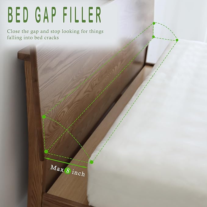 Bed Wedge Pillow for Headboard, Bed Gap Filler Queen of Headboard Pillow, Mattress Gap Filler Made with Triangle Pillow to Close The Gap (0-8") Between Headboard/Wall and Mattress (White, 60"x8"x 6") - LeafyLoom