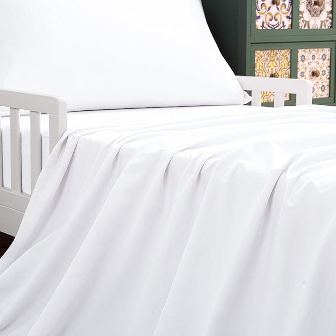 NTBAY Toddler Bedding Set - 4 Piece Soft and Breathable Crib Bedding Set for Boys and Girls, Includes Quilted Comforter, Fitted Sheet, Flat Top Sheet and Envelope Pillowcase, White - LeafyLoom