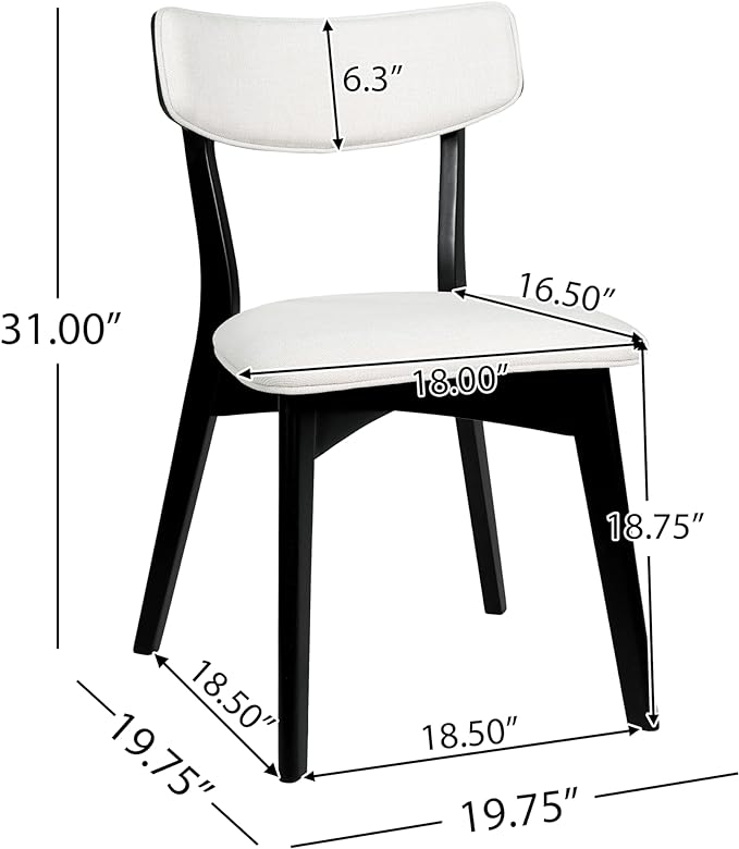 Christopher Knight Home Chazz Dining Chair, 19.75 "W x 19.75 "D x 31 "H, Chaz,Light Beige/Matte Black - LeafyLoom