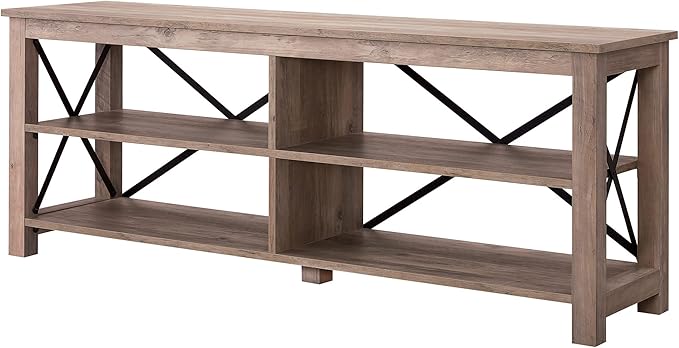 Henn&Hart Rectangular TV Stand for TV's up to 70" in Gray Oak, Electric Fireplace TV Stands for the Living Room - LeafyLoom