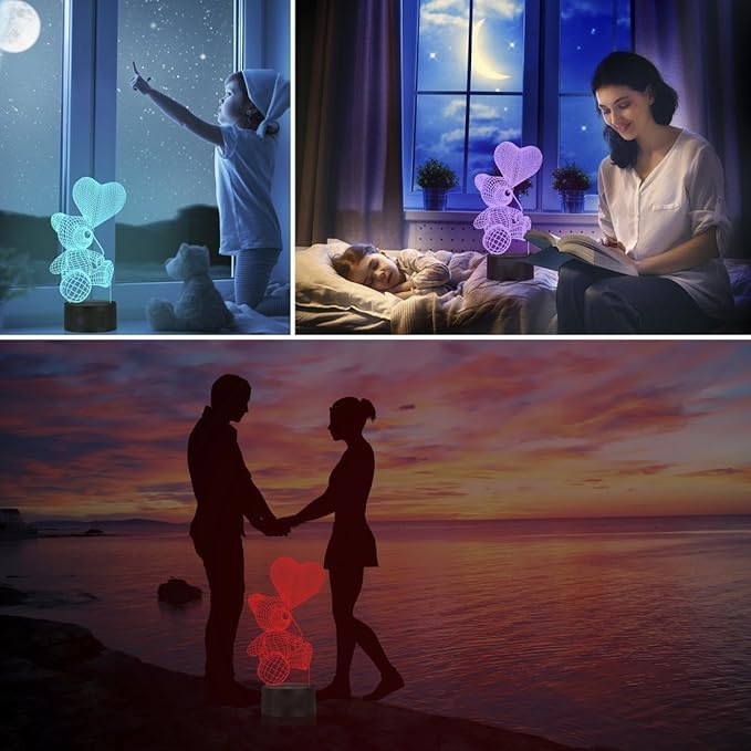 FXUS 3D Hot Air Balloon Night Light Remote Control Touch Switch 16 Color Change LED Light Table Desk Lamp Home Decoration Toy Birthday Xmas Kid Children Gift - LeafyLoom