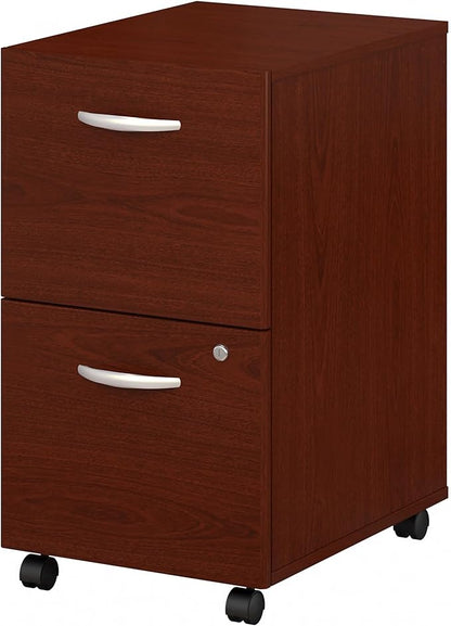 Bush Business Furniture Series C 2 Drawer Rolling File Cabinet in Mahogany - Assembled, Mobile Document Storage for Home or Professional Office - LeafyLoom