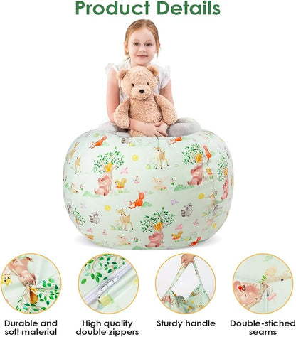 Bean Bag Chair for Kids Stuffed Animal Storage Beanbag Chairs,Toddler Toy Storage Organizer for Girls and Boys,Large 32'' Cover Only（No Filling - LeafyLoom