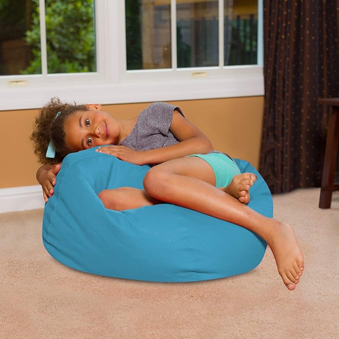 Posh Creations Bean Bag Chair for Kids, Teens, and Adults Includes Removable and Machine Washable Cover, Heather Teal, 27in - Medium - LeafyLoom