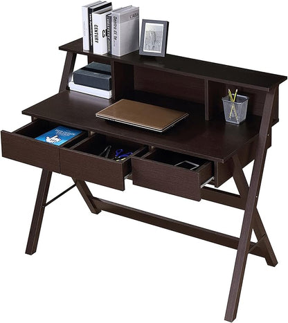 NicBex Laik-DW-00040-DX Desks, 43.25" W x 21.75" D x 38" H, Brown - LeafyLoom