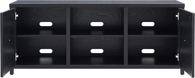 Henn&Hart Rectangular TV Stand for TV's up to 65" in Black, Electric Fireplace TV Stands for the Living Room - LeafyLoom