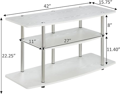 Convenience Concepts Designs2Go 3-Tier Wide TV Stand, 42", White - LeafyLoom