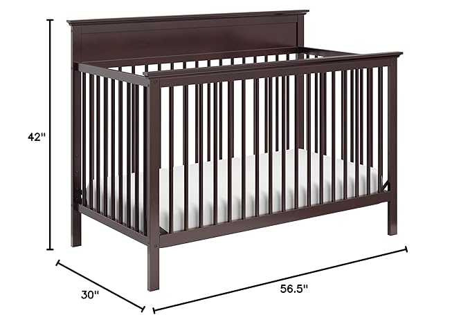 Storkcraft Carmel 5-in-1 Convertible Crib (Espresso) - GREENGUARD Gold Certified, Converts to Toddler Bed & Full-Size Bed, Fits Standard Full-Size Crib Mattress, 4 Adjustable Mattress Heights - LeafyLoom