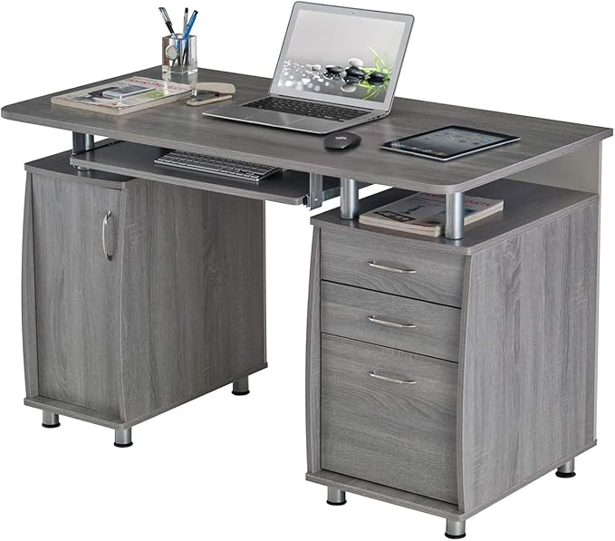 NicBex Laik-DW-00043-DX Desks, 47.5" W x 23.5" D x 30" H, Gray - LeafyLoom