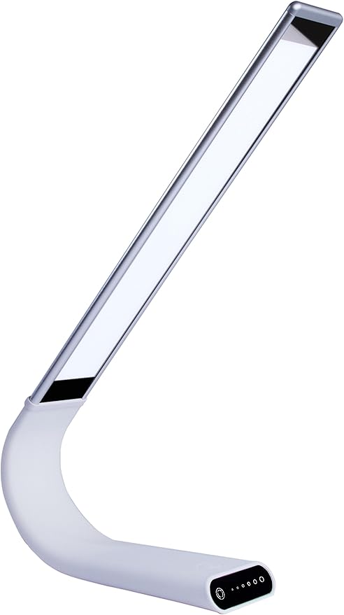 Luxe Cordless Eye Friendly LED Desk Lamp, USB Rechargeable up to 40 Hours of Continuous Light, Touch Control 6 Brightness Levels 3 Light Modes 360° Adjustable Modern Design Portable (Silver) (Silver) - LeafyLoom