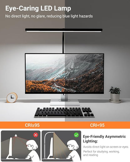 LED Desk Lamps for Home Office, Gooseneck Desk Lamps with Clamp, 30 Lighting Modes Adjustable, 18W Eye-Caring Desk Light, for Reading, Study, Workbench - LeafyLoom