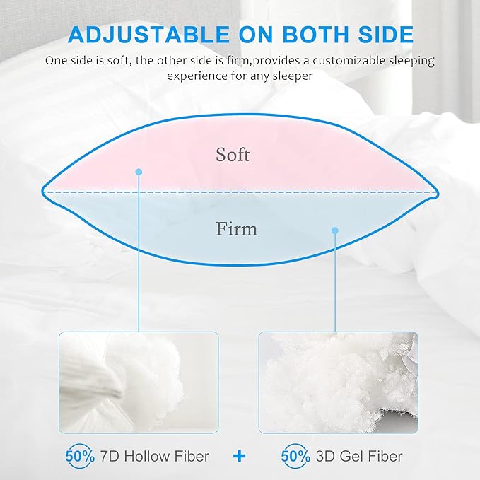 EIUE Hotel Collection Bed Pillows for Sleeping 2 Pack Standard Size，Pillows for Side and Back Sleepers,Super Soft Down Alternative Microfiber Filled Pillows,20 x 26 Inches - LeafyLoom