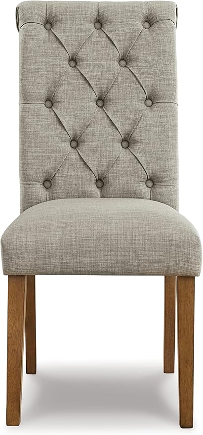 Signature Design by Ashley Harvina French Country Tufted Upholstered Dining Chair, 2 Count, Light Gray - LeafyLoom