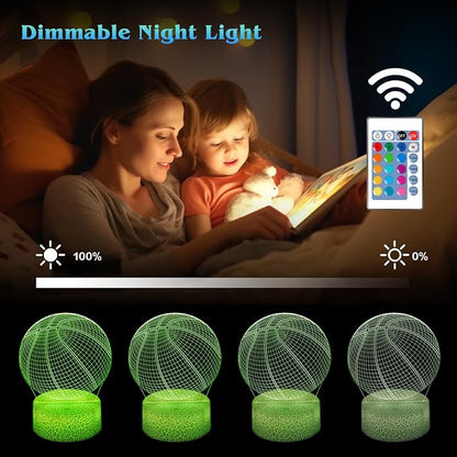 Basketball Night Light,Basketball Gifts for Boy, 3D Basketball Lamp,Kids Bedside Lamp,16 Color Change Decor Lamp with Remote & Smart Touch, Gifts for Christmas Birthday Boys Men Girls - LeafyLoom