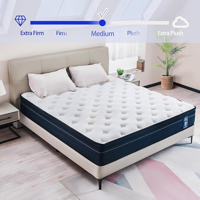 Full Mattress,10 Inch Memory Foam Hybrid Mattress in a Box,Full Size Motion Isolation Individually Wrapped Pocket Coils Mattress,Pressure Relief,Breathable,Medium Firm,Non-Fiberglass - LeafyLoom