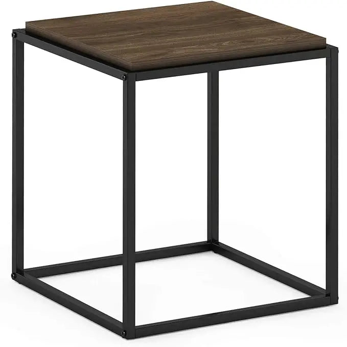 Furinno Moretti Cube Modern Stackable End Table Shelf, Columbia Walnut - LeafyLoom