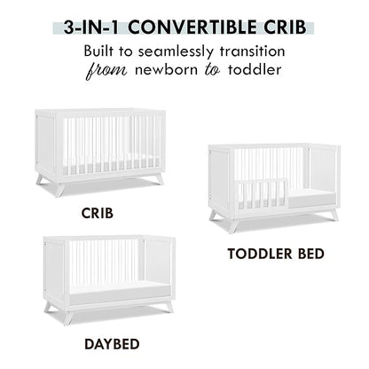 DaVinci Otto 3-in-1 Convertible Crib in White with Acrylic Slats, Greenguard Gold Certified - LeafyLoom