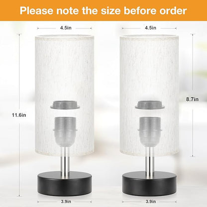 Small Table Lamp for Bedroom Set of 2 - Bedside Lamps for Night Stands, Minimalist Nightstand Light Lamp, Desk Lamps for Reading Room, Kids Room, Living Room, Office, Dorm - LeafyLoom