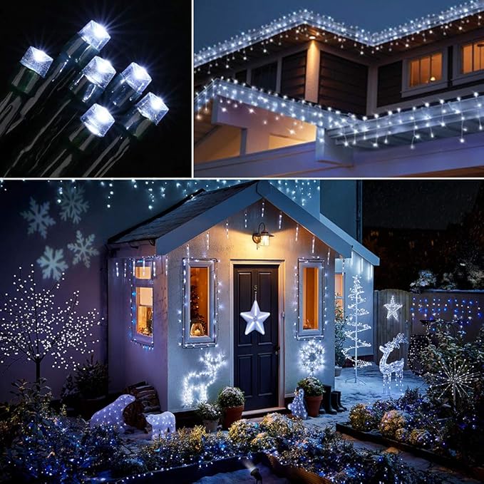 Toodour Christmas Lights Outdoor, 213ft 600 LED Christmas String Lights, 8 Modes, Timer, Waterproof Christmas Fairy Twinkle Lights for Home Garden Yard Wedding Party Tree Xmas Decors - Cool White Toodour