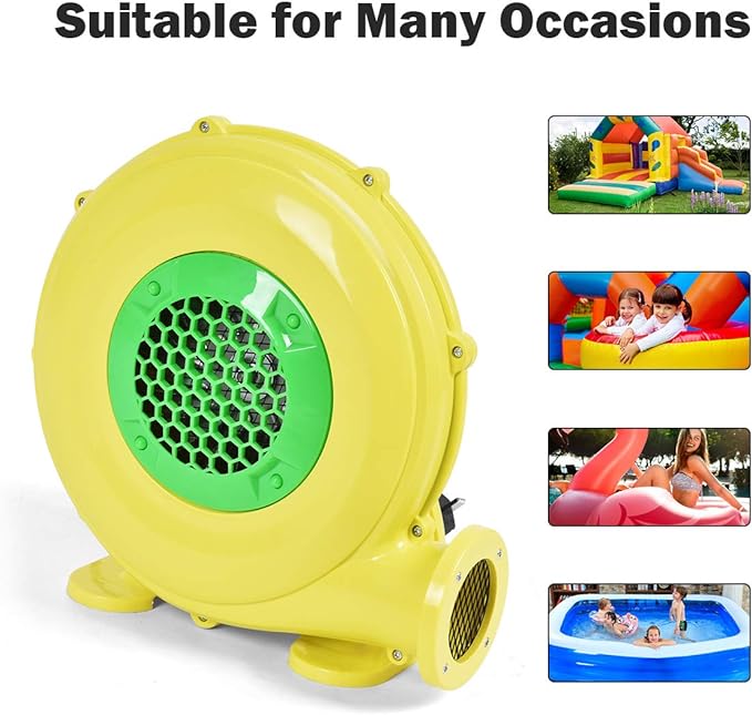 COSTWAY Bounce House Blower for Inflatable Bounce House Bouncy Castle,Yellow/Green - LeafyLoom