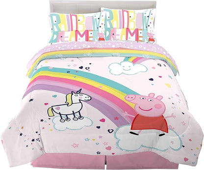 Franco Kids Bedding Super Soft Comforter and Sheet Set, 5 Piece Full Size, Peppa Pig - LeafyLoom