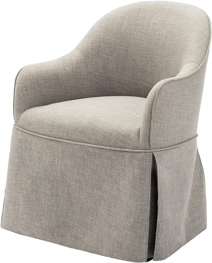 COLAMY Modern Accent Dining Chair, Barrel Accent Armchair, 20 Inch Dining Chair with Cover, Dining Chair with Back for Kitchen,Dining Room,Light Grey - LeafyLoom