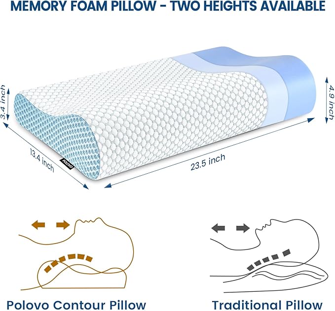 Neck Pillow Contour Memory Foam Pillows for Pain Relief Bed Pillow for Sleeping, Ergonomic Pillow for Neck and Shoulder Pain, Orthopedic Cervical Pillow for Side Back Stomach Sleeper - LeafyLoom