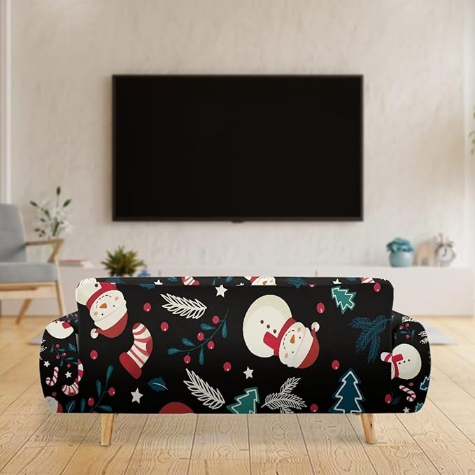 FKELYI Christmas Decor Sofa Couch Cover Cute Snowman Furniture Protector Easy Going Stretch Sofa Slipcover for Indoor Washable Sofa Slipcovers XL FKELYI